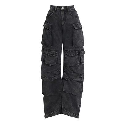Cotton Denim Oversized Hiphop Embroidered Baggy Loose Men's Jeans voor duurzame stijl