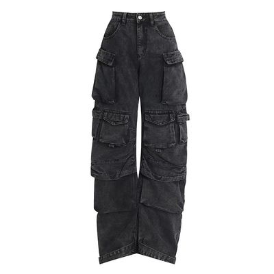 Cotton Denim Oversized Hiphop Embroidered Baggy Loose Men's Jeans voor duurzame stijl