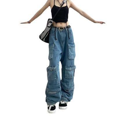 Cotton Denim Oversized Hiphop Embroidered Baggy Loose Men's Jeans voor duurzame stijl