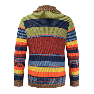 Mensen Regenboog trui jas Herfst en Winter Lapel Kleur Gebreide Cardigan Top Performance