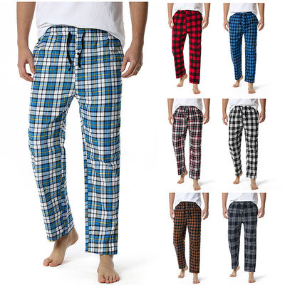 Poliësterstof mannen plaid home broek met regelmatig fit ontwerp en comfort