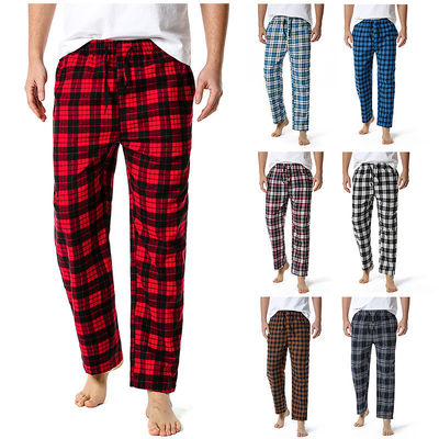 Poliësterstof mannen plaid home broek met regelmatig fit ontwerp en comfort