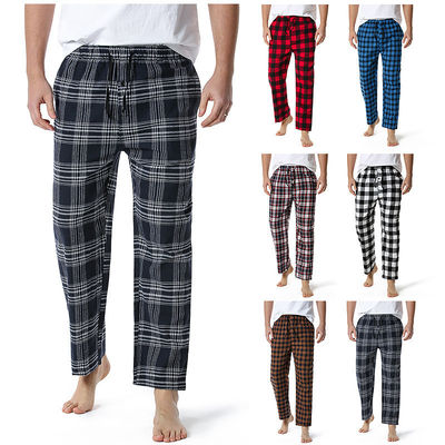 Poliësterstof mannen plaid home broek met regelmatig fit ontwerp en comfort
