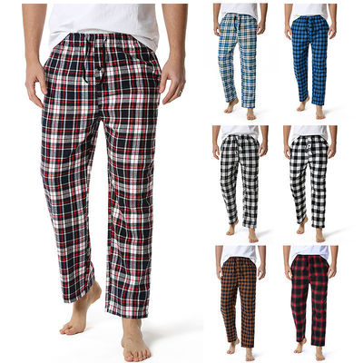 Poliësterstof mannen plaid home broek met regelmatig fit ontwerp en comfort