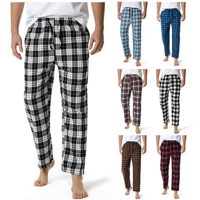 Poliësterstof mannen plaid home broek met regelmatig fit ontwerp en comfort