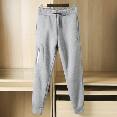 100% katoenen borduurwerk Vlees voor mannen Lining joggers Padded warme broek Broek voor midden taille