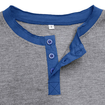 Langmouw Blank Mensen Henley Cotton T-shirts lichtgewicht knoppen T-shirts met ronde nek