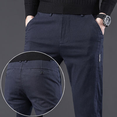 Geen Drukmethoden Mensenbroek Elastiek katoenen pak Broek voor herenkleding