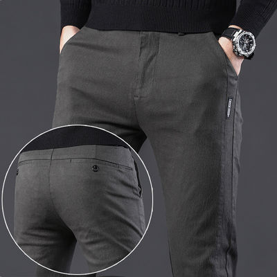 Geen Drukmethoden Mensenbroek Elastiek katoenen pak Broek voor herenkleding