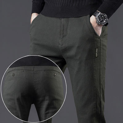 Geen Drukmethoden Mensenbroek Elastiek katoenen pak Broek voor herenkleding