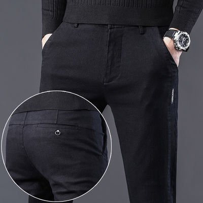 Geen Drukmethoden Mensenbroek Elastiek katoenen pak Broek voor herenkleding
