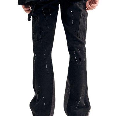 High Street Straight Jeans voor mannen met gedrukt ontwerp en een lichte flare in Dark Wash