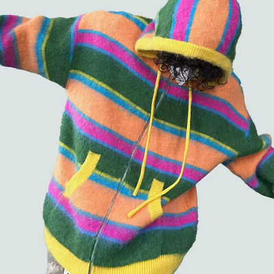 Design Mensen Casual gestreepte Zip-up Hooded gebreide cardigan trui door XMAMLON RTS