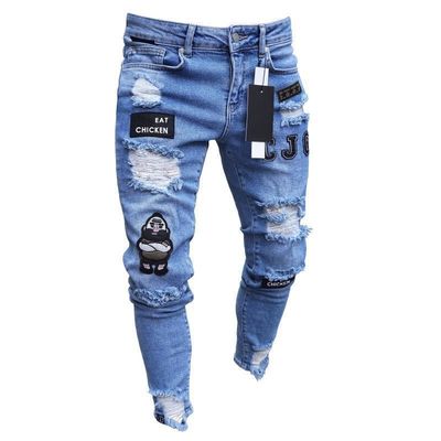Op maat gemaakte slimme jeans voor mannen met decoratieve zakken Geen drukmethoden