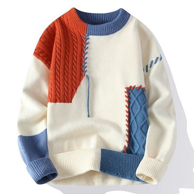 Ronde nek Herfst Winter Mensen Kerst sweaters Koreaanse straatkleding Patchwork pullover