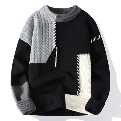 Ronde nek Herfst Winter Mensen Kerst sweaters Koreaanse straatkleding Patchwork pullover