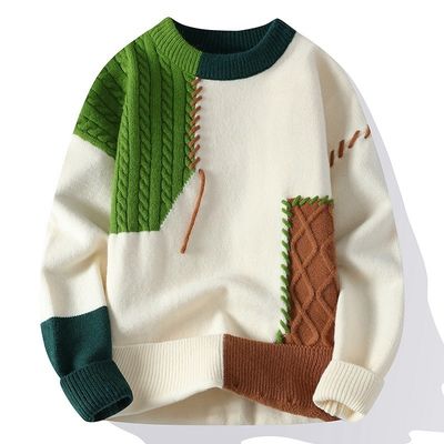 Ronde nek Herfst Winter Mensen Kerst sweaters Koreaanse straatkleding Patchwork pullover