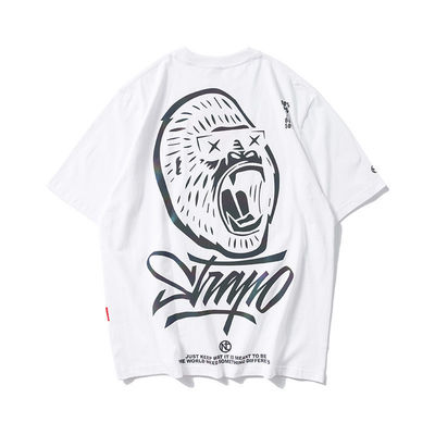 Custom Logo Hip Hop Stijl UV Reflectieve Fluorescentie T-shirt Print voor Plus Size Mannen