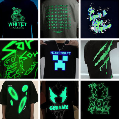 Custom Logo Hip Hop Stijl UV Reflectieve Fluorescentie T-shirt Print voor Plus Size Mannen