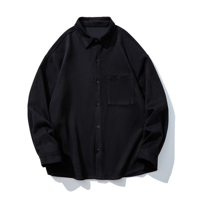 Mensenwinter 2023 Suede Solid Color Long Sleeve Shirt met zakken en losse stijl