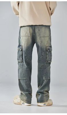 Mensen denim jeans vrachtbroek normale midden taille vrachtbroek in bulk verkoop