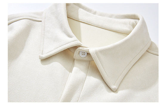 Mensenwinter 2023 Suede Solid Color Long Sleeve Shirt met zakken en losse stijl
