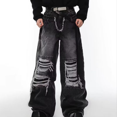 Mensen Hip Hop Double Waist Stacked Denim Jeans Broek In voorraad
