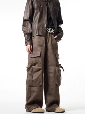 Vrouwenbroek met een dikke been, vintage overalls met meerdere zakken
