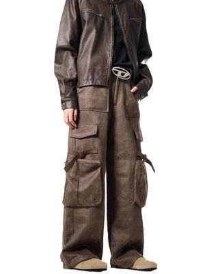 Vrouwenbroek met een dikke been, vintage overalls met meerdere zakken