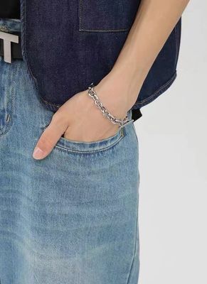 Geweven Polyester/Kotton Mensen Straight Blue Jeans met Digitaal Drukwerk