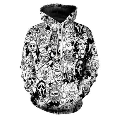 2023 Herfst/Winter Hoodie voor mannen met een hoed met 3D Halloween-print in polyester/watermengsel