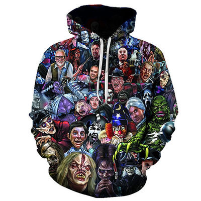 2023 Herfst/Winter Hoodie voor mannen met een hoed met 3D Halloween-print in polyester/watermengsel