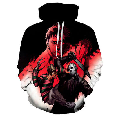 2023 Herfst/Winter Hoodie voor mannen met een hoed met 3D Halloween-print in polyester/watermengsel