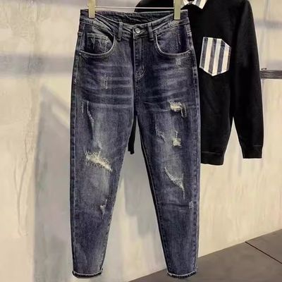 Mid Waist XMAMLON Mensen Hip Hop Streetwear Skinny Ripped Damage Jeans Broek Broek