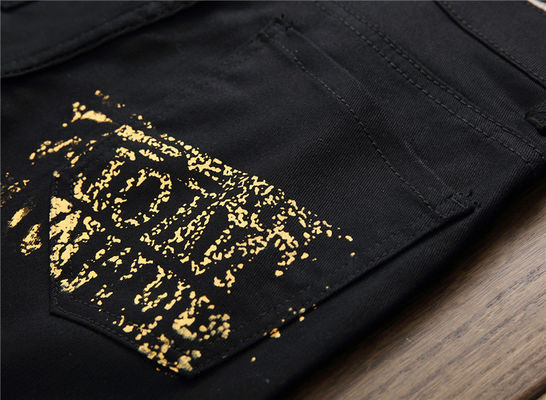Winter Logo Patroon Digitaal Druk Mensen Jeans Nachtclub Zwart Wit Designer Jeans Mannen