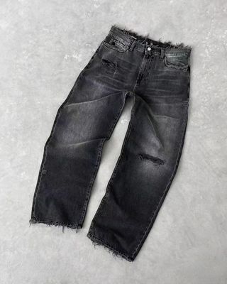 Custom Wide Leg Pants Mid Waist Denim Baggy Tears Jeans Vrouwen Plus Size Mensenbroek