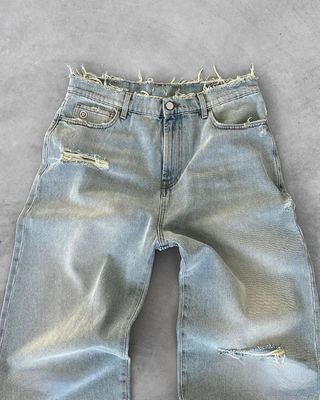 Custom Wide Leg Pants Mid Waist Denim Baggy Tears Jeans Vrouwen Plus Size Mensenbroek