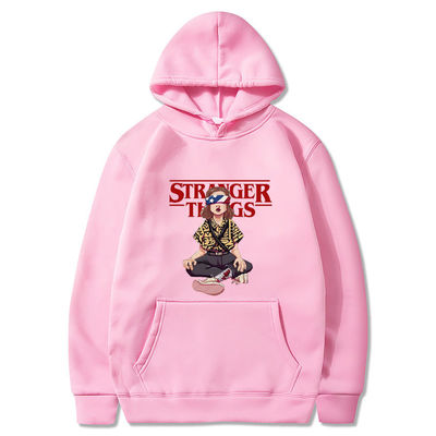 400 GSM gebreide blauwe hoodie voor mannen ongedeelde en ademende katoenen trui