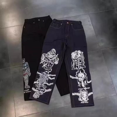 Design RTS Custom Loose Denim Baggy Jeans voor mannen en vrouwen Straight Fit Boyfriend Jeans