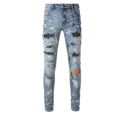 Rhinestone Denim Fashion Crystals Rivets Bootcut Jeans met wasbaar materiaal