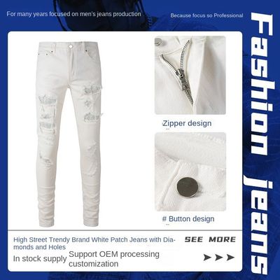 Cotton Denim Stretch Skinny Duurzame Print Mensen rechte potlood jeans