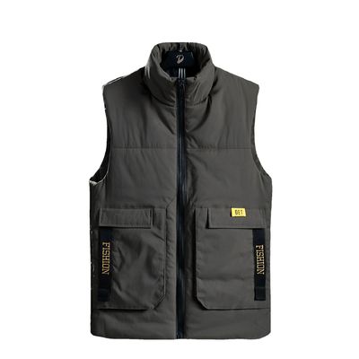 Verdichte katoenen vest voor mannen met Jacquard-patroon, normale lengte, zonder kap, winter 2024