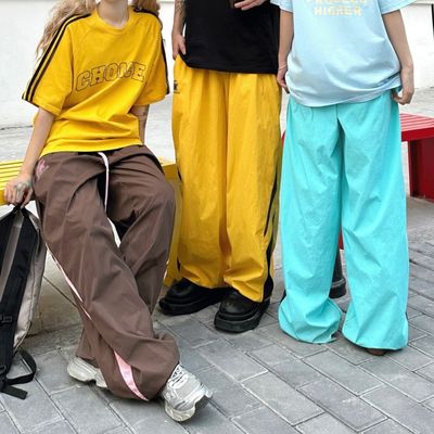 Vintage decoratie 95% polyester sportpak voor vrouwen mannen zomer sportbroek broek