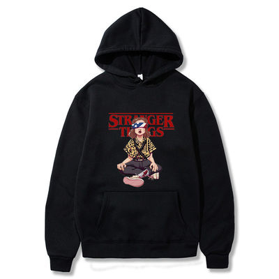 Ademloze ongekleurde gewone zwarte hoodie voor gewone mouw stijl oversized trainingspak