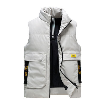 Verdichte katoenen vest voor mannen met Jacquard-patroon, normale lengte, zonder kap, winter 2024
