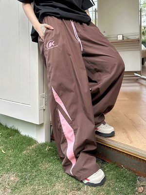 Vintage decoratie 95% polyester sportpak voor vrouwen mannen zomer sportbroek broek