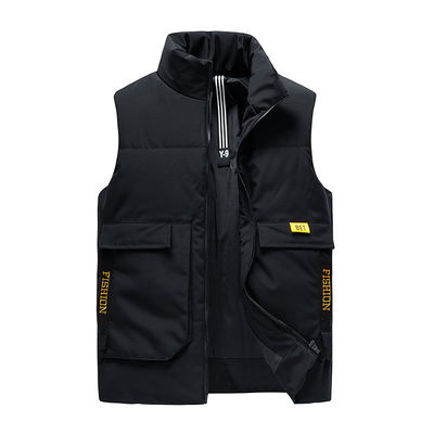 Verdichte katoenen vest voor mannen met Jacquard-patroon, normale lengte, zonder kap, winter 2024