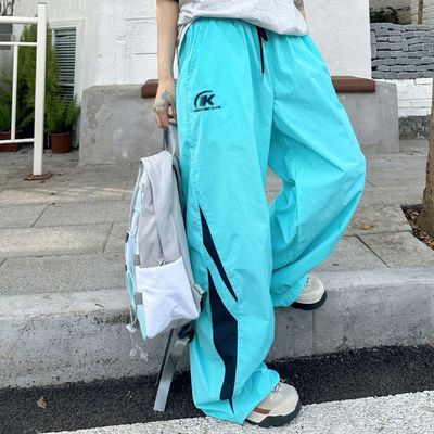 Vintage decoratie 95% polyester sportpak voor vrouwen mannen zomer sportbroek broek
