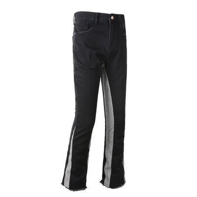 Mensenbroeken met patch stretch denim flared jeans met slim fit en distressed afwerking