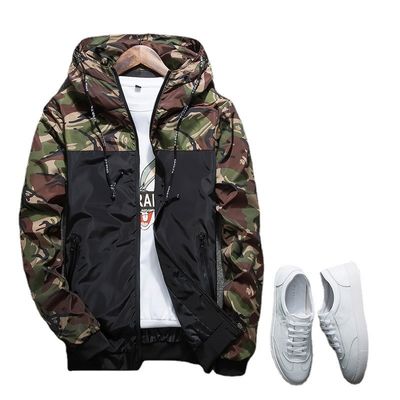 Loose Fit Slim jas voor mannen met camouflagepatroon en wasbeer decoratie